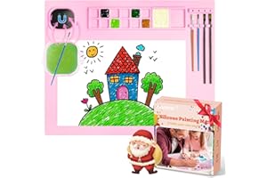 NANCYL Silicone Painting Mat, Art Mat with Cup, Craft Paint Brush Cleaner Tool, Artist for Kids Gift Clay DIY Creations, Gift Packaged (Pink)
