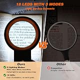 KIBTOY Magnifying Glass with Light and Stand 18 LEDs Folding Handheld Black view 2