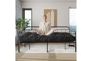 YOSHOOT 6 Inches Futon Mattress Twin Size, Thick Futons Sofa Couch Bed, Floor Mattress for Adults, Shredded Foam Filling, Medium Firm(Frame Not Included), Black