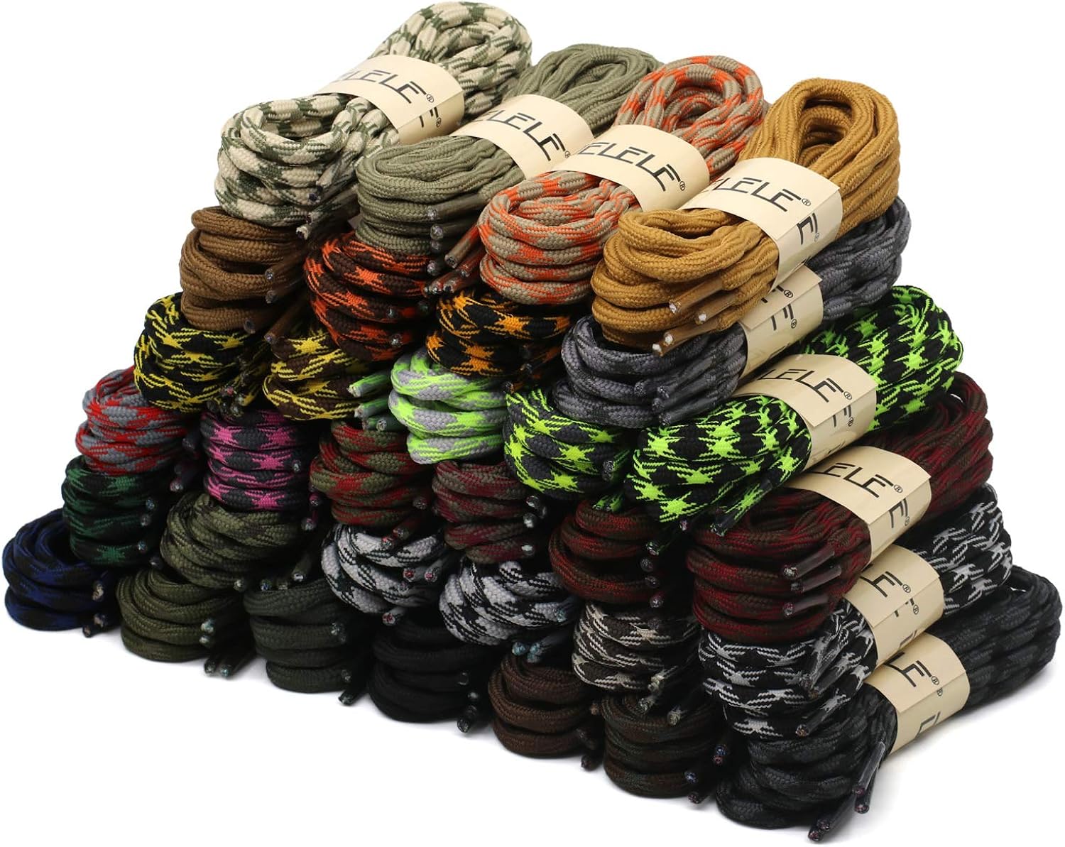 DELELE 2 Pair Round Wave Shape Non Slip Heavy Duty and Durable Outdoor Climbing Shoelaces Hiking Shoe Laces Shoestrings: Shoes