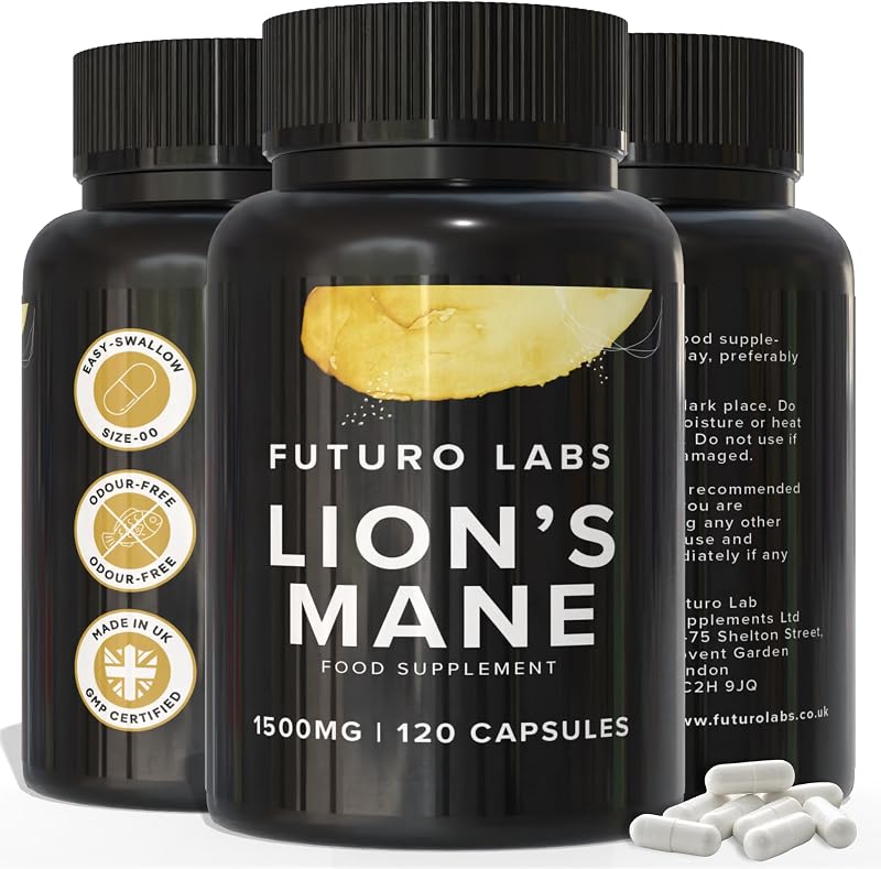 Futuro Labs Lion’s Mane Supplement 1500mg - Vegan Nootropic - 120 Capsules