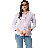 Gloria Vanderbilt Womens Ashten 3/4 Sleeve Button Down Shirt with Curved Hem Standard