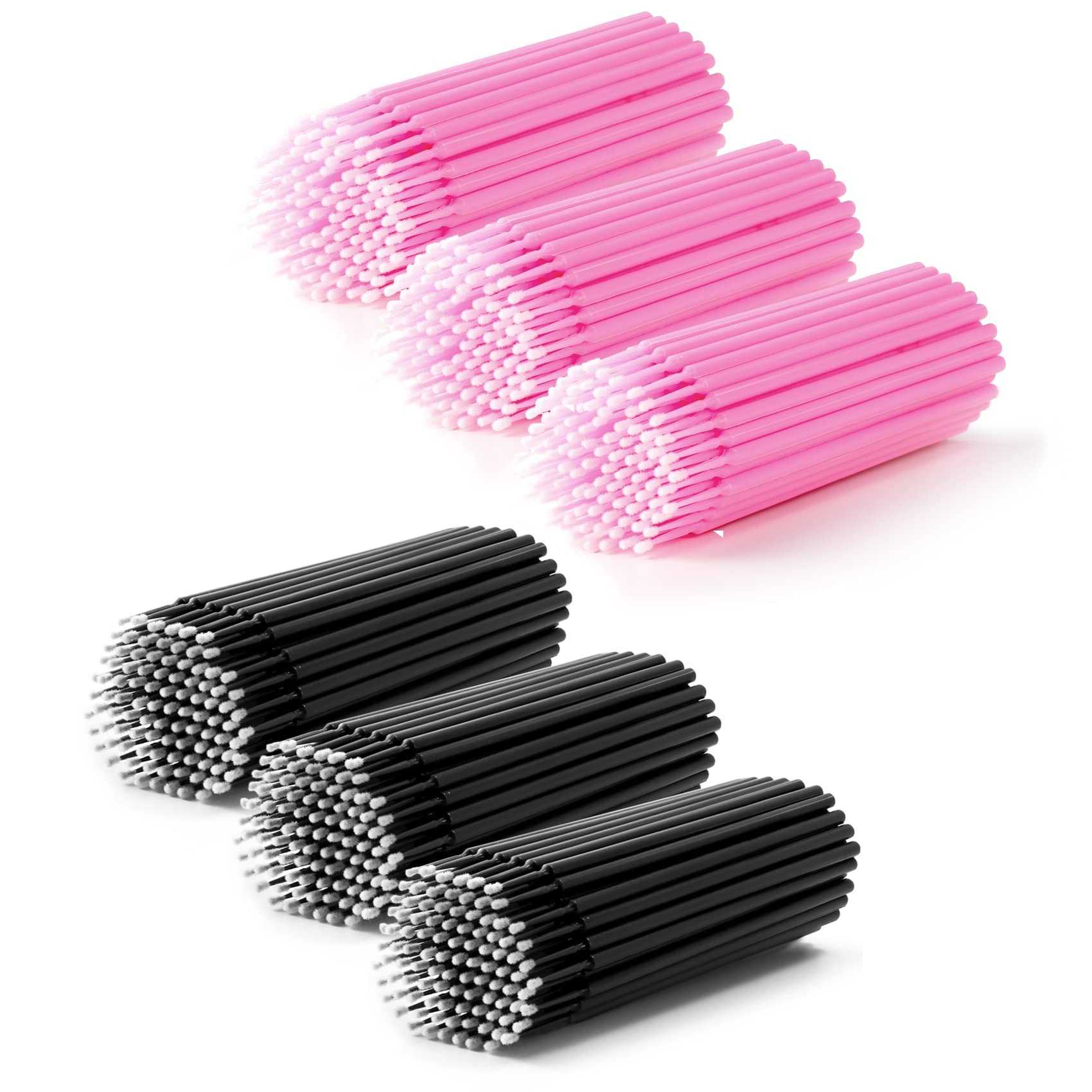 Annhua Micro Applicator Brushes 600 PCS, Bendable Micropore Brushes for Eyelash Extensions, Nail Art & Makeup Application | Black and Pink