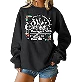 MAXIMGR White Christmas Sweatshirt for Women Christmas Sweatshirts Xmas Holiday Sweatshirt Funny Letter Print Pullover Tops