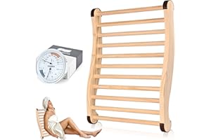 DRAKO-MYXX Upgraded Sauna Backrest Sauna Accessories, S-Shaped Design with Non-Slip Pads, Handmade Infrared Sauna Kit, 2 in 1 Thermometer Hygrometer (Fahrenheit) Temperature: 70-250°F, Humidity: 0-100%