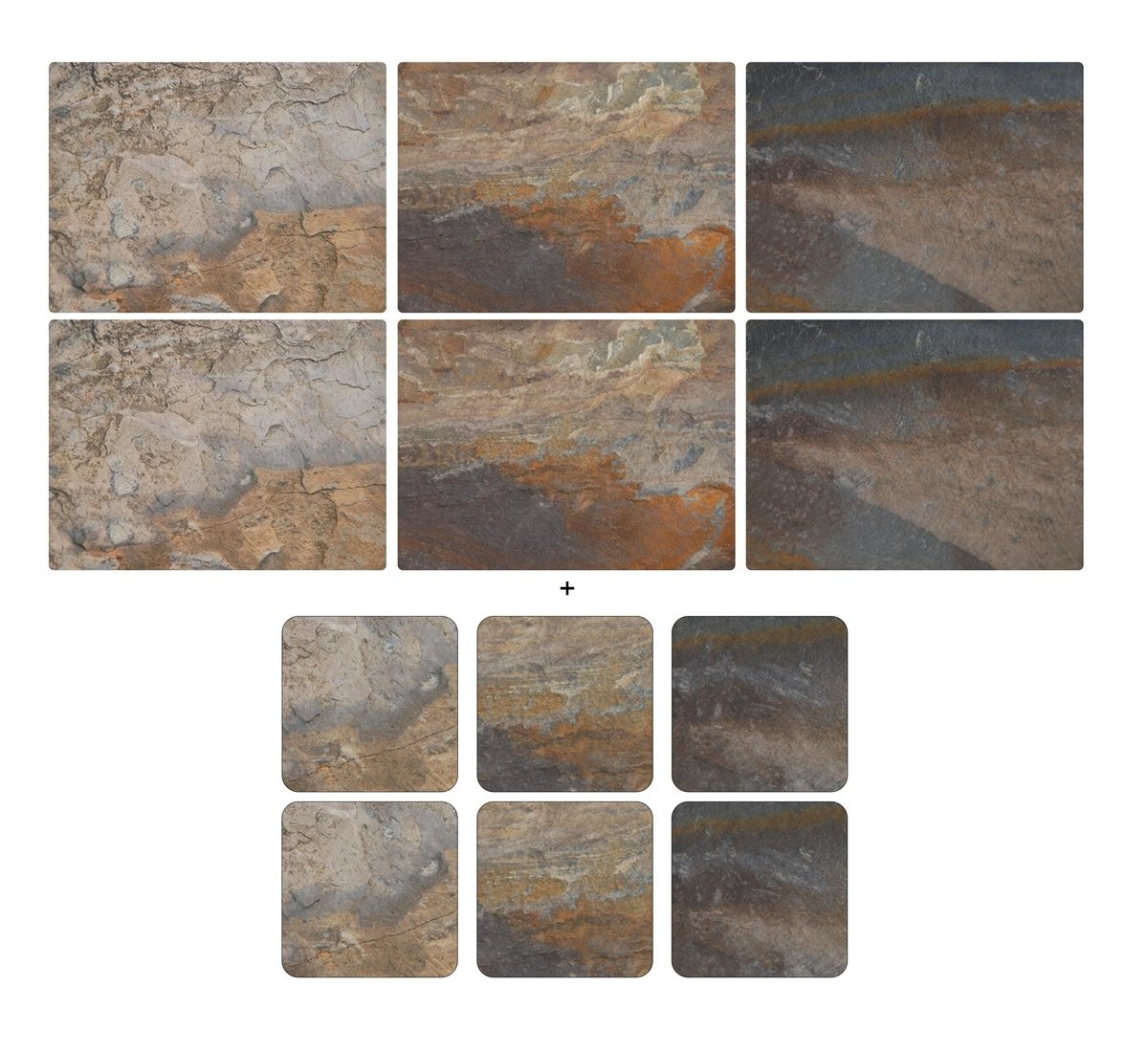 Pimpernel Earth Slate, 6 Placemats + 6 Coasters