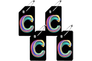 BESTEIOYO 4 Pack Initial Luggage Tag for Suitcase, Colored Letter Silicone Bag Tags Identifiers Privacy Cover ID Label with Durable Steel Loop for Women Men Kids Girls Travel, Letter C