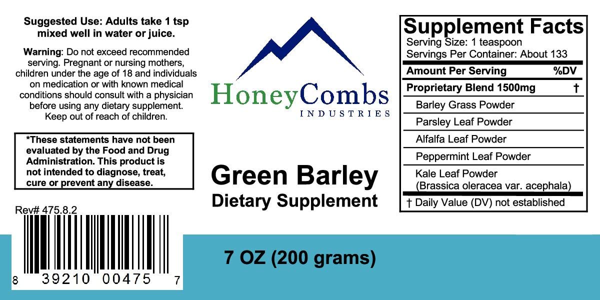 Green Barley 4 – Natural Chlorophyll - Superfood Greens and Chlorophyll Blend Powder Supplement – Nutrient Rich Organic Alfalfa, Barley Grass, Parsley & Wheat Grass Supplement, 8.5 Oz Powder