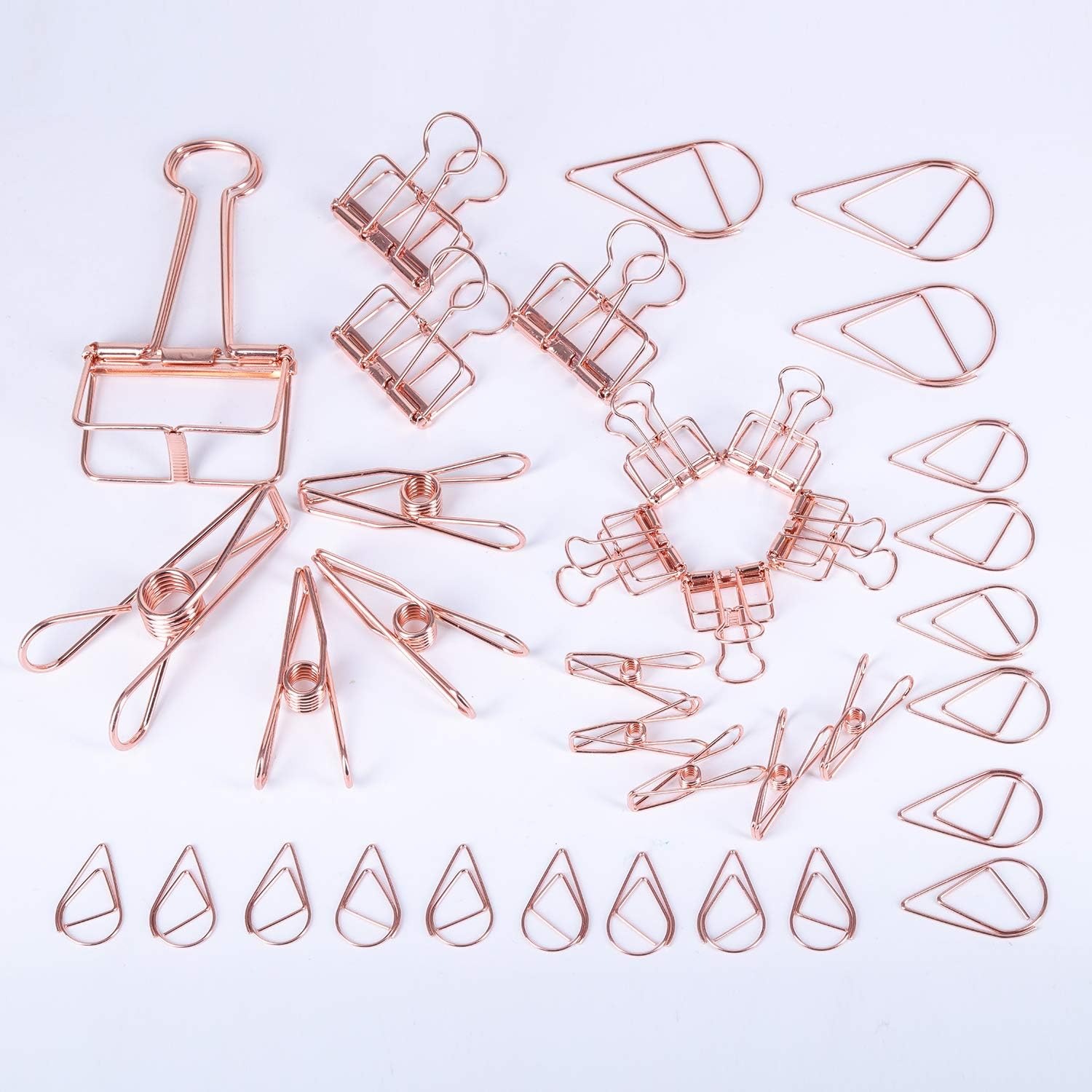 Amazon Com 36 Pcs Mix Rose Gold Paper Clips Assorted Size