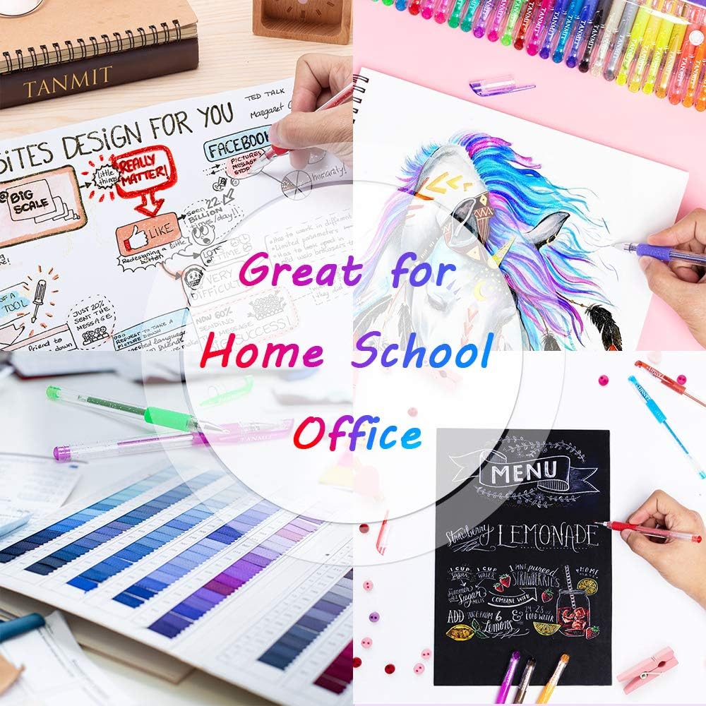 Tanmit Gel Pens Set Colored Pen Fine Point Art Marker Pen 36 Unique Colors for Adult Coloring Books Kid Doodling Scrapbooking Drawing Writing Sketching Highlighter Pens