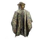 M MCGUIRE GEAR Hooded Military Rain Poncho, Outdoor Emergency Rain Jacket, Waterproof Poncho for Adults, Hiking, Camping