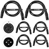 Czgor DMX Cable 3.9 ft, 6 Pack Flexible 3 Pin XLR Male Female Cable Wire | for Stage Lighting Signal 3-Pin XLR Connection Stage Light Wire for Par Light Moving Head Spotlight Input &amp; Output
