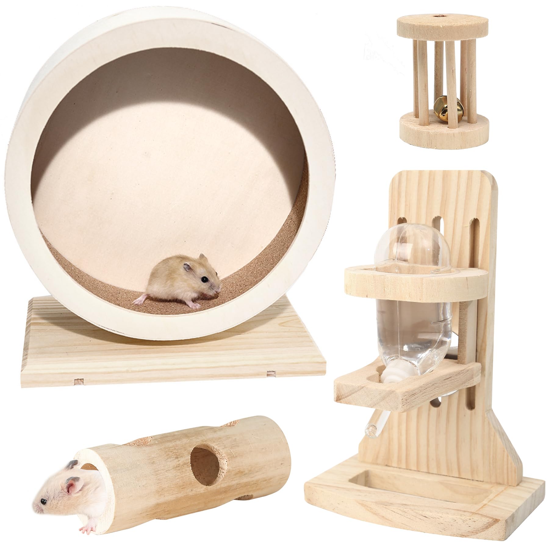 Photo 1 of antiai 4 Pack Hamster Wheel Set,8.2Inch Medium Size Slience Quiet Spinner Hamster Running Wheels,Hamster Water Feeder Accessories Chew Toys for Guinea Pig,Gerbils,Mice and Other Small Pets Animal