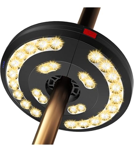 Patio Umbrella Light 24 LED Lights 3 Brightness Modes USB Charge or 4 x AA Battery Operated for Patio Umbrellas, Camping Tents or Outdoor Use