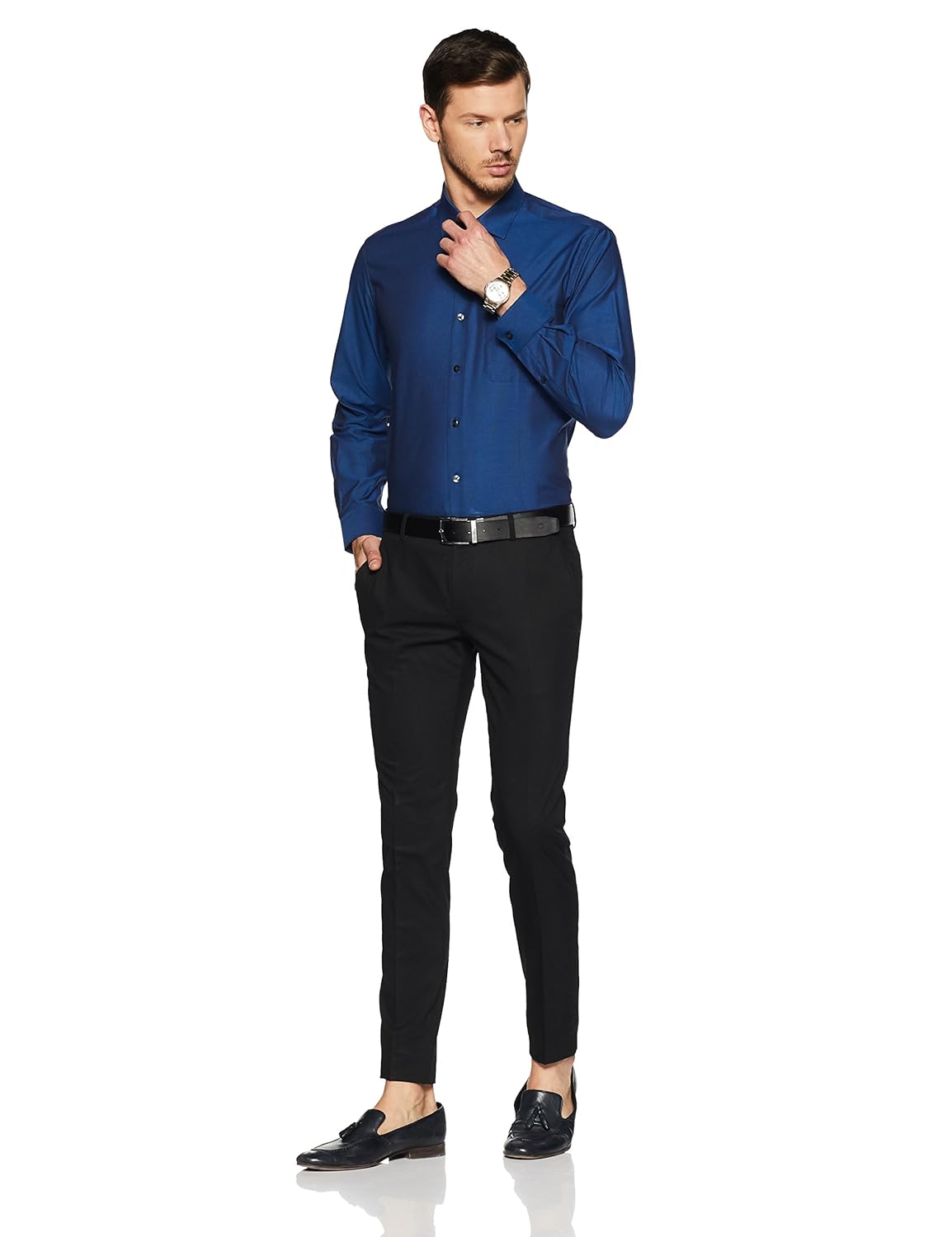 louis philippe men's solid slim fit formal shirt