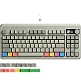 OHY XVX Wired 75% Retro Gaming Keyboard with 2 HUB Ports, M87 Pro Mechanical Keyboard with Customizable Switches, Compact Gamer RGB - Grey