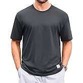 Cotrasen Men's Ultra Soft Cotton T-Shirts Short Sleeve Basic Crew Neck Casual Drop Shoulder Tee Shirt Dark Gray