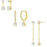 Freekiss 3 Pairs Gold Hoop Earrings Set: Dainty Stud Earrings Trendy Small 14K Gold Plated Hypoallergenic Dangle Cartilage Huggie Hoop Earrings for Women Gold Jewelry for Women Gifts