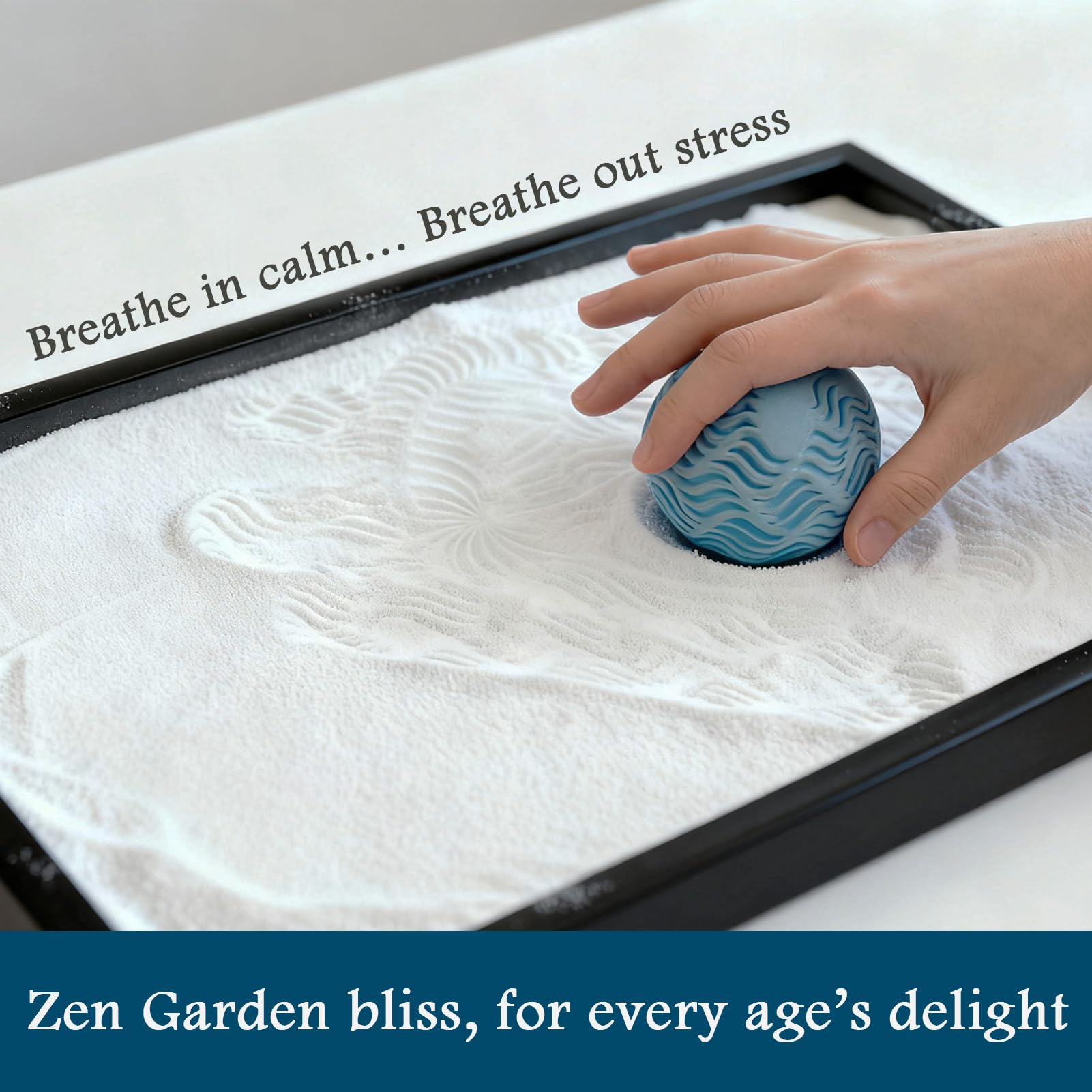 AOVOA Japanese Zen Garden Kit for Desk with 3 Sand Spheres, Zen Decor with Wooden Tray and Natural Rake Torii Gate Ornament for Home & Office, Desktop Sandbox for Relaxation and Meditation