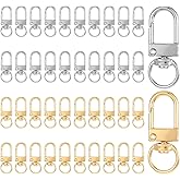 Sibba 40PCS Metal Lobster Claw Clasps Lanyard Swivel Snap Hooks Keychain Clip Connector Key Chain Clasp for Jewelry Making, Purse Bags, Key Rings, Pet Tags Zipper, DIY Crafts Accessories(Silver, Gold)