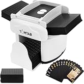 Olephira TOMTAB Card Shuffler Machine 1-4 Deck Automatic Rechargeable | Anti-Jam, Big Storage, Quiet &amp; Lightweight, Suitable for Poker Matches, Canasta &amp; Samba, Comes with 2 Black Card Decks