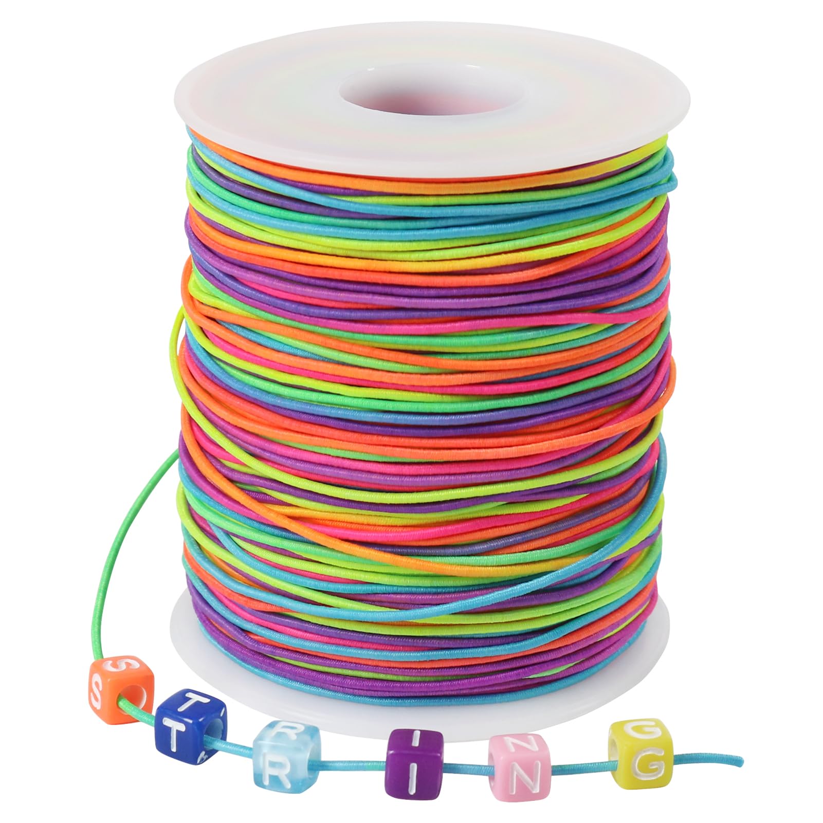 Tenn Well Stretchy Elastic String, 1mm X 100m Elastic Cord for Bracelet Necklaces Jewelry Making, Beading, Knotting, Binding, Wrapping and Crafts (Colorful)