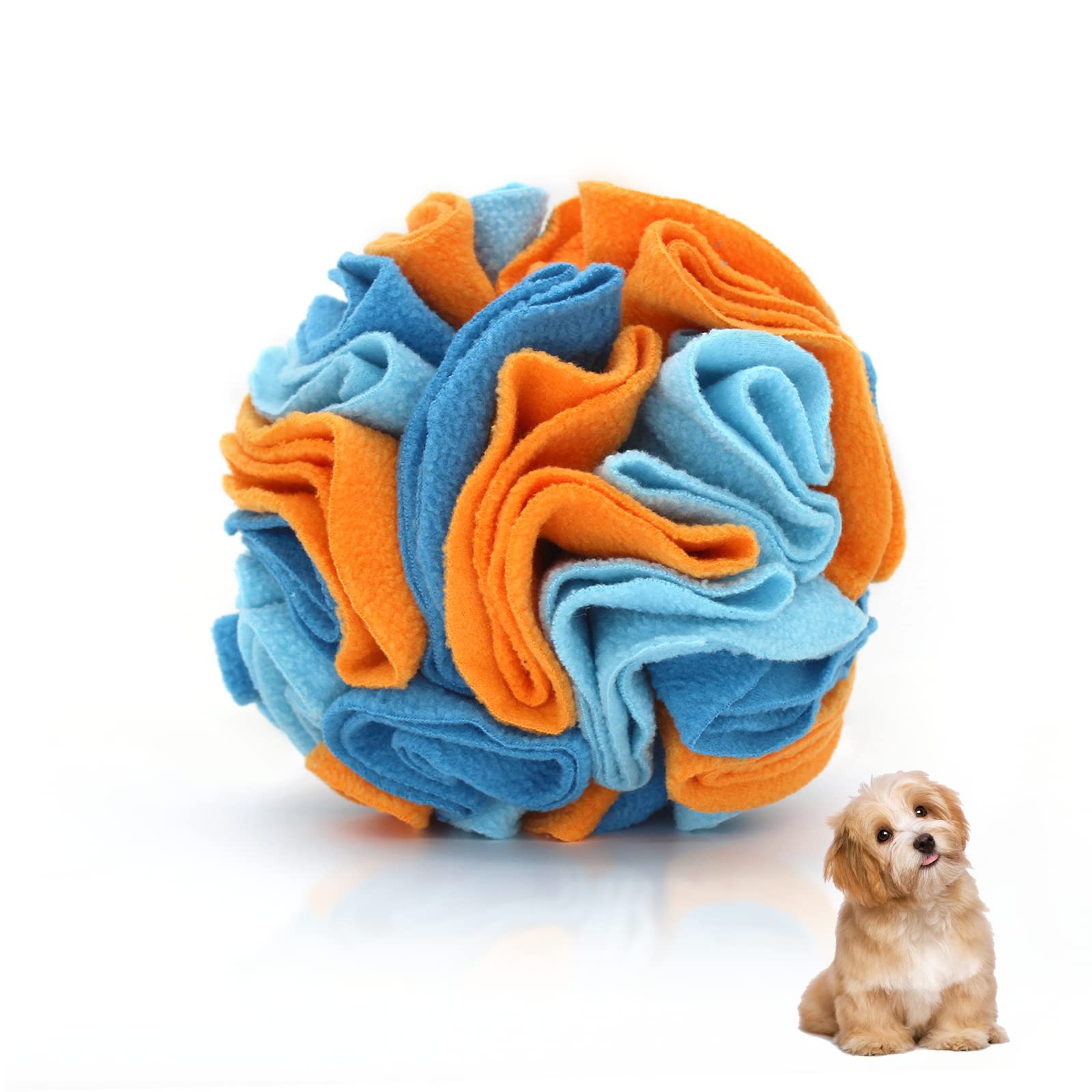 Andiker Dog Snuffle Ball, Interactive Dog Toys Ball Dog Brain Stimulating Puzzle Toys for Dogs Enrichment Game Feeding Mat Slow Feeder Stress Relief Toy (orange+blue)