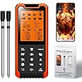 PRAVETTE Smart Bluetooth Meat Thermometer - Long Range Wireless Food Thermometer, Digital Meat Thermometer with Dual Probes for BBQ Grill, Oven, Smoker, Air Fryer