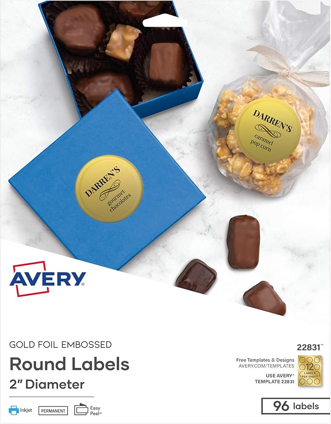 Avery gold foil mailing labels