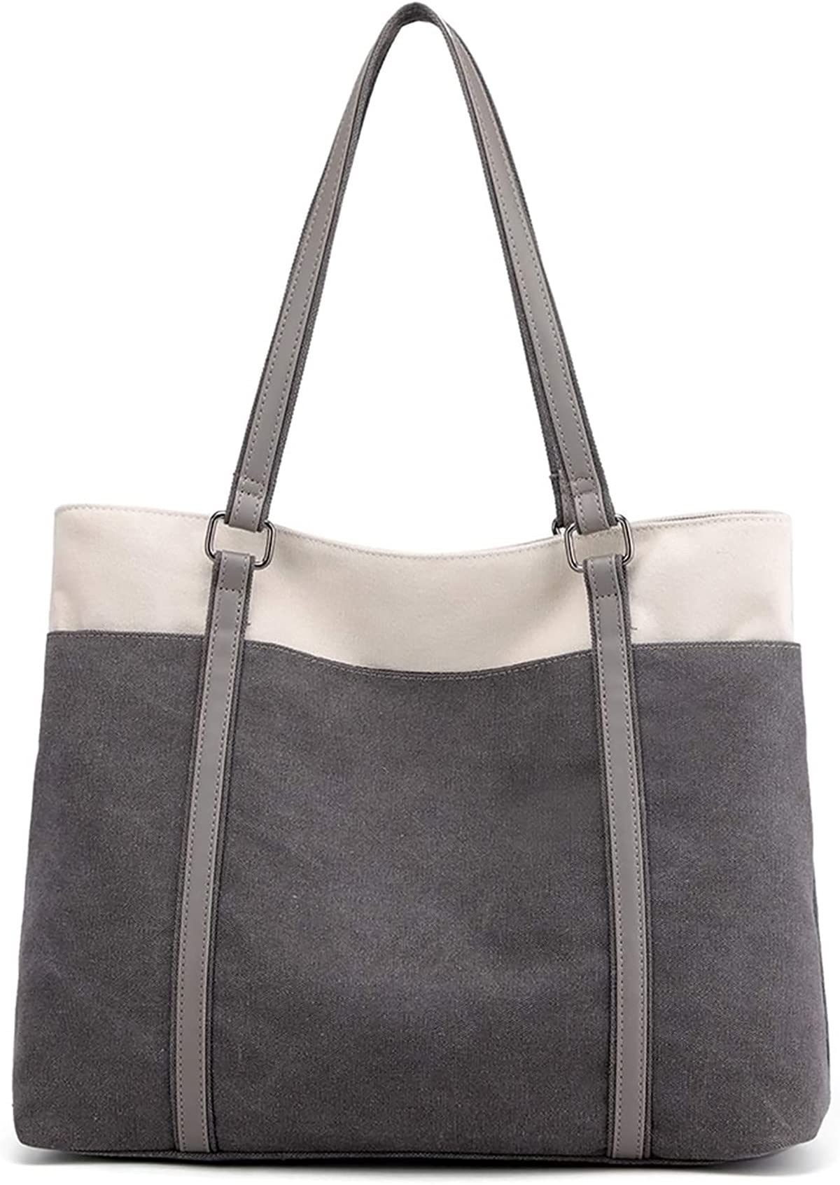 Women's Handbag, Shoulder Bag, Canvas, Casual Large Shopper, Elegant for Office, School, Work, grey