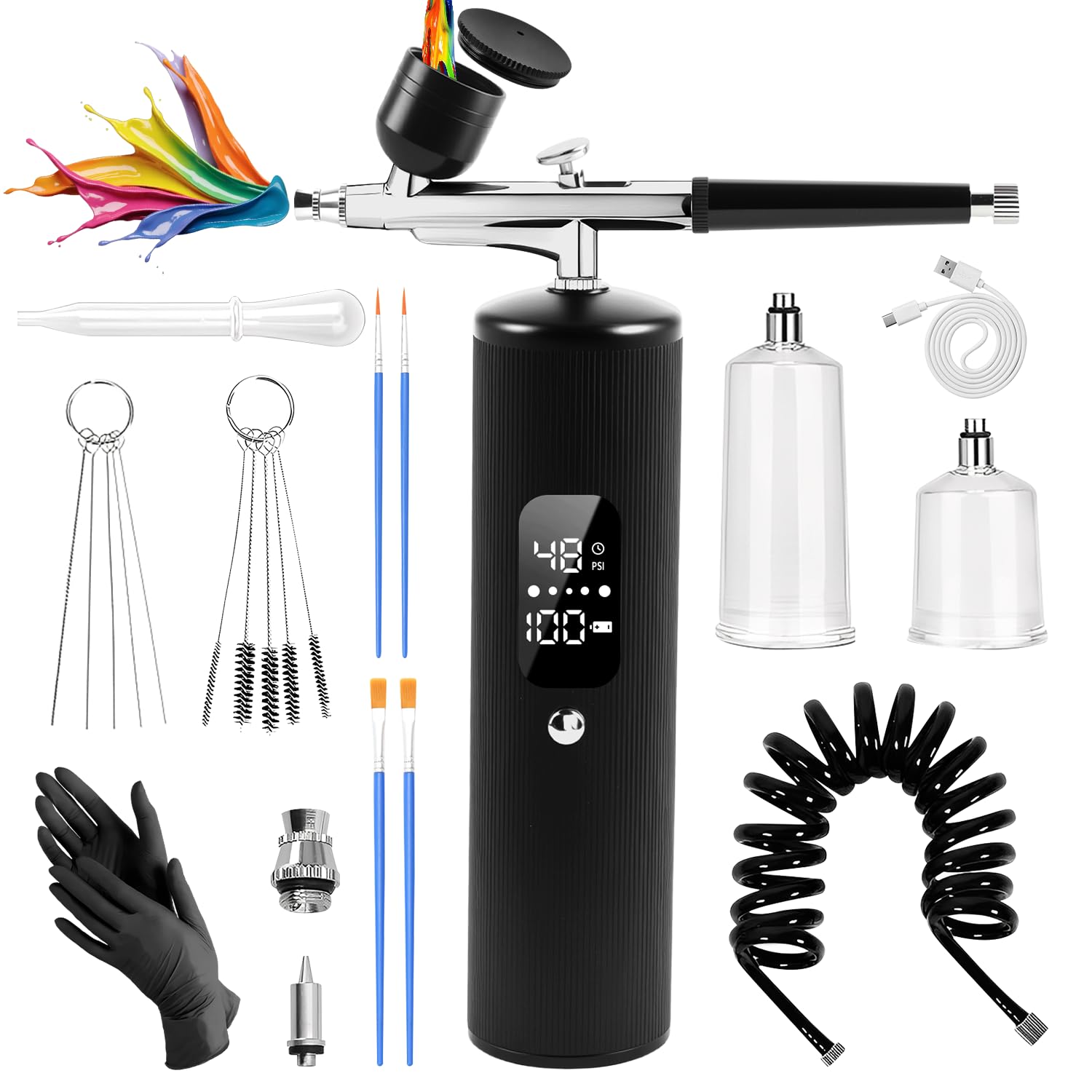 Photo 1 of *makeup brush* Airbrush Kit with Compressor, 48PSI High Pressure Portable Airbrush