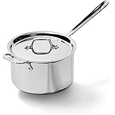 All-Clad D3 3-Ply Stainless Steel Sauce Pan with Lid 4 Quart, Induction, Oven Broiler Safe 600F, Multipurpose, Compatible w/ All Cooktops, For Restaurant or Home Kitchen, Pots & Pans, Cookware, Silver