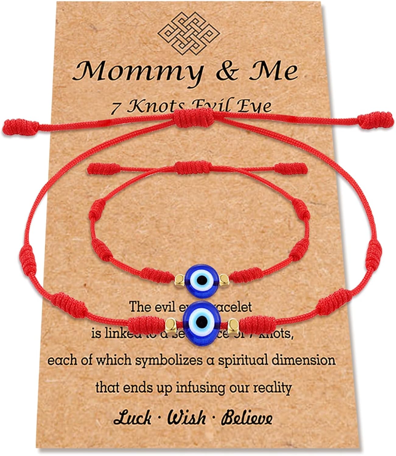 PPJew 7 Knots Evil Eye Bracelet Kabbalah Red String Bracelets Mal De Ojo Mommy and Me Bracelet Set Protection Amulet for Little Boys & Girls Daughter Mother Women Family: Clothing
