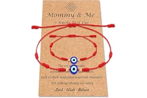 PPJew 7 Knot Evil Eye Bracelet Red String Bracelets Protection Mommy and Me Matching Bracelet Set Amulet for Women Girls/Boys