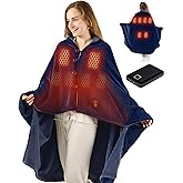 Cordless Battery Heated Blanket, Wireless USB Heated Wearable Blanket, Battery Powered Heated Blanket 45"x60", Rechargeable Electric Shawl with 8 Heating Zones, Christmas Gift for Women, 18W, Navy