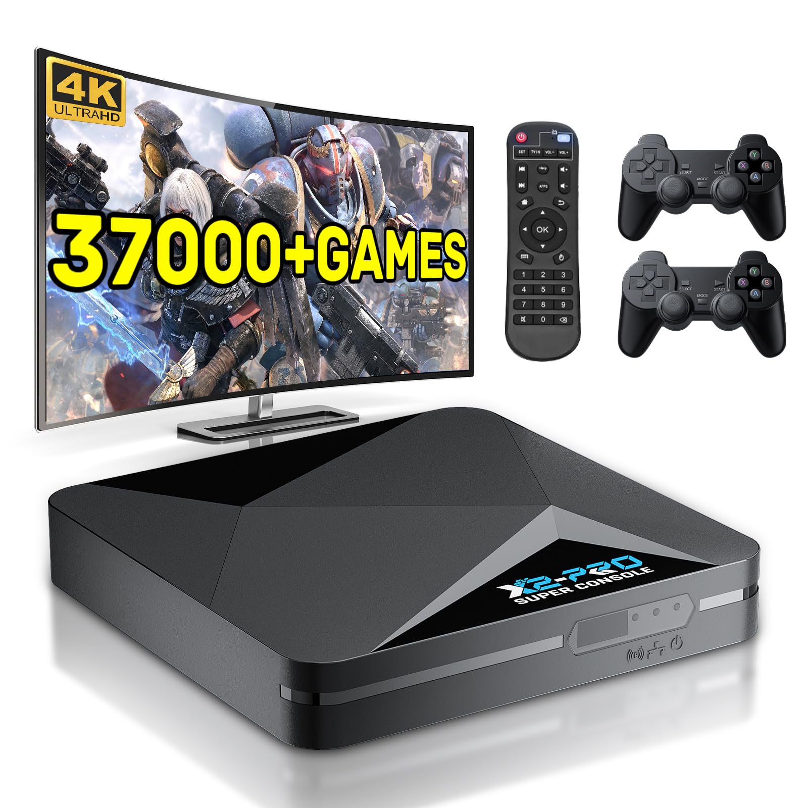 Consola de juegos retro Kinhank, Super Console X2 Pro con más de 37000 juegos integrados, consola de videojuegos Android 9.0/Emuelec 4.6, salida 4K UHD, 2.4G/5G, BT 5.0