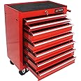 WTRAVEL Rolling Tool Chest with 7-Drawer Tool Box with Wheels Multifunctional Tool Cart Mechanic Tool Storage Cabinet for Garage, Warehouse, Workshop, Repair Shop (Red)
