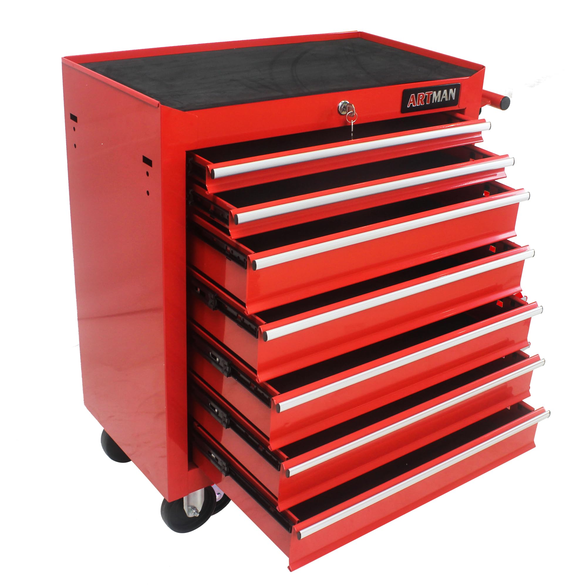 Photo 1 of PULLAFUN Rolling Tool Chest with 7-Drawer Tool Box,Multifunctional Tool Storage Cabinet with Wheels,Tool Storage Organizer Cabinets with Key Locking for Garage, Warehouse, Repair Shop (Red)