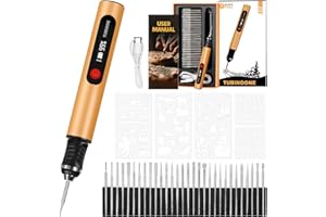 Engraving Pen by TUBINOONE, Ultimate Cordless Portable Tool for Artists & DIYers - Engrave 50+ Surfaces - Beginner Friendly - Rechargeable - Free 30 Bits & Mastery Guide (Gold)