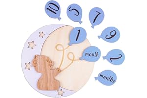 OENIZI Bear Wooden Monthly Baby Milestone Cards, Baby Monthly Milestone Wood Discs, Baby Months Signs, Baby Milestone Discs, Interchangeable Milestone Cards, Baby Photo Props