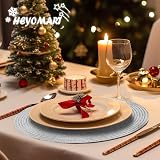 HEYOMART Round Placemats Set of 6 38cm Silver Woven Placemats Christmas view 7