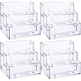 TecUnite 8 Pack Acrylic Business Card Holder - 3 Tier Clear Display Stand, Holds Up To 180 Cards