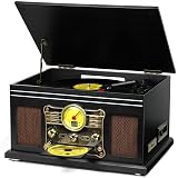FEKTIK Bluetooth Record Player 10 in 1,FEKTIK 3-Speed Turntable for Vinyl with Speakers, LP to MP3 Converter, CD, Cassette Player, FM Radio, Wireless Streaming | Black