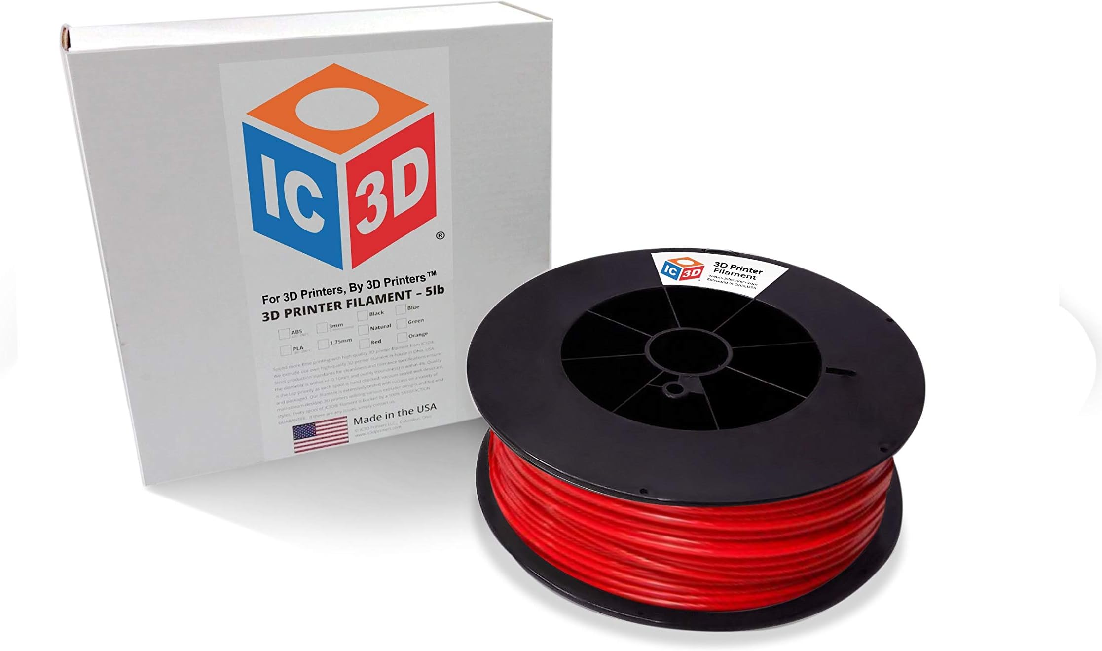 IC3D Yellow 1.75mm ABS 3D Printer Filament - 2.5kg Spool - Dimensional Accuracy +- 0.05mm - Professional Grade 3D Printing Filament - Made in USA