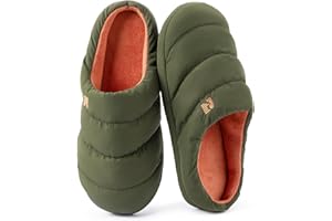 RockDove Mens Campground Puffer Slippers Memory Foam Cozy Warm Indoor House Shoes Non Slip Machine Washable Gift Ready