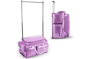 REMEIT Dance Bag with Garment Rack, Purple Clothes Duffel Dance Bag with Rack 28"Glitter Dance Competition Must Haves Costumes Rolling Garment Bags For Travel Collapsible Suitcase for Dancer Performer
