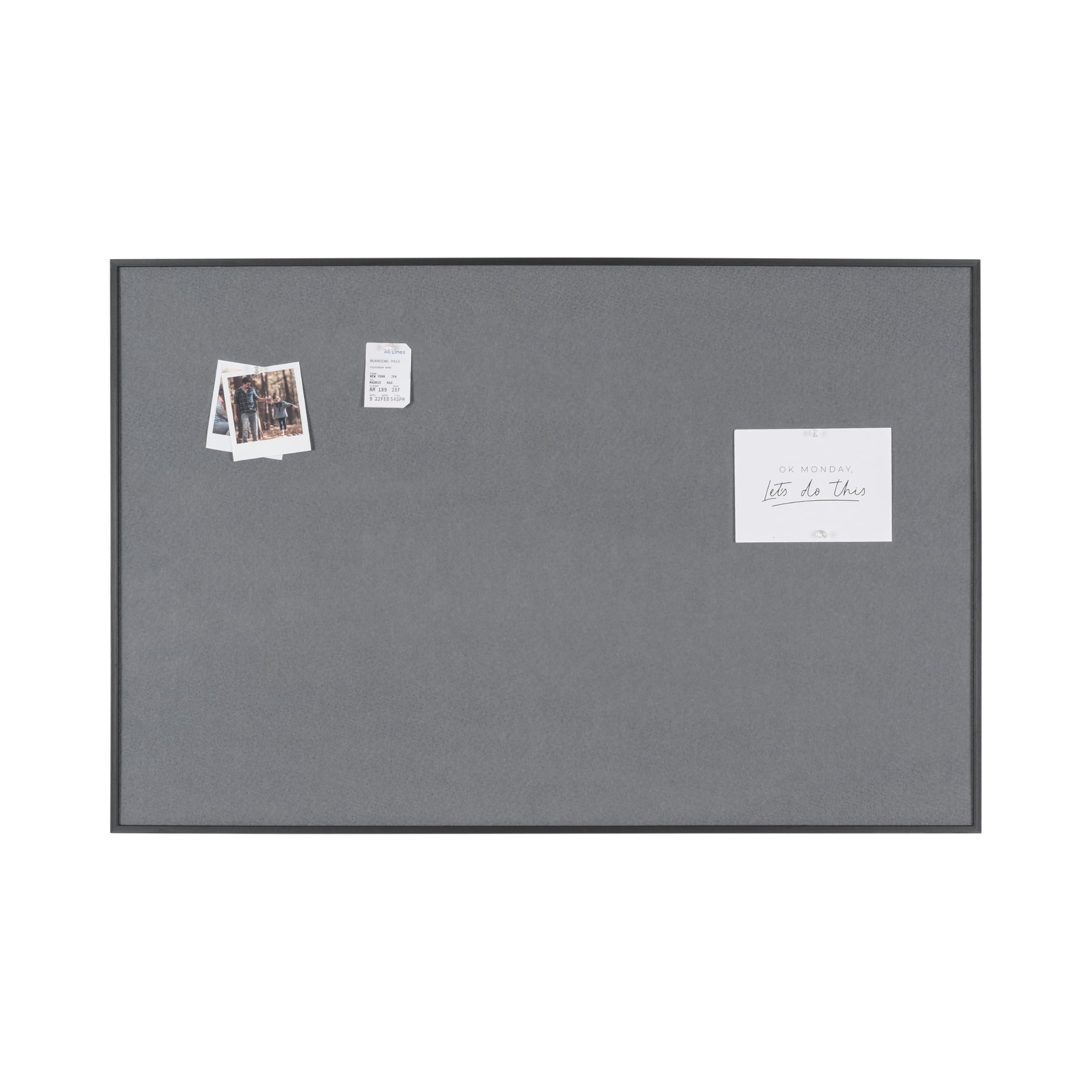 Bi-Office New Basic Grey Felt Notice Board, 39 x 29 cm, Black Pine Frame