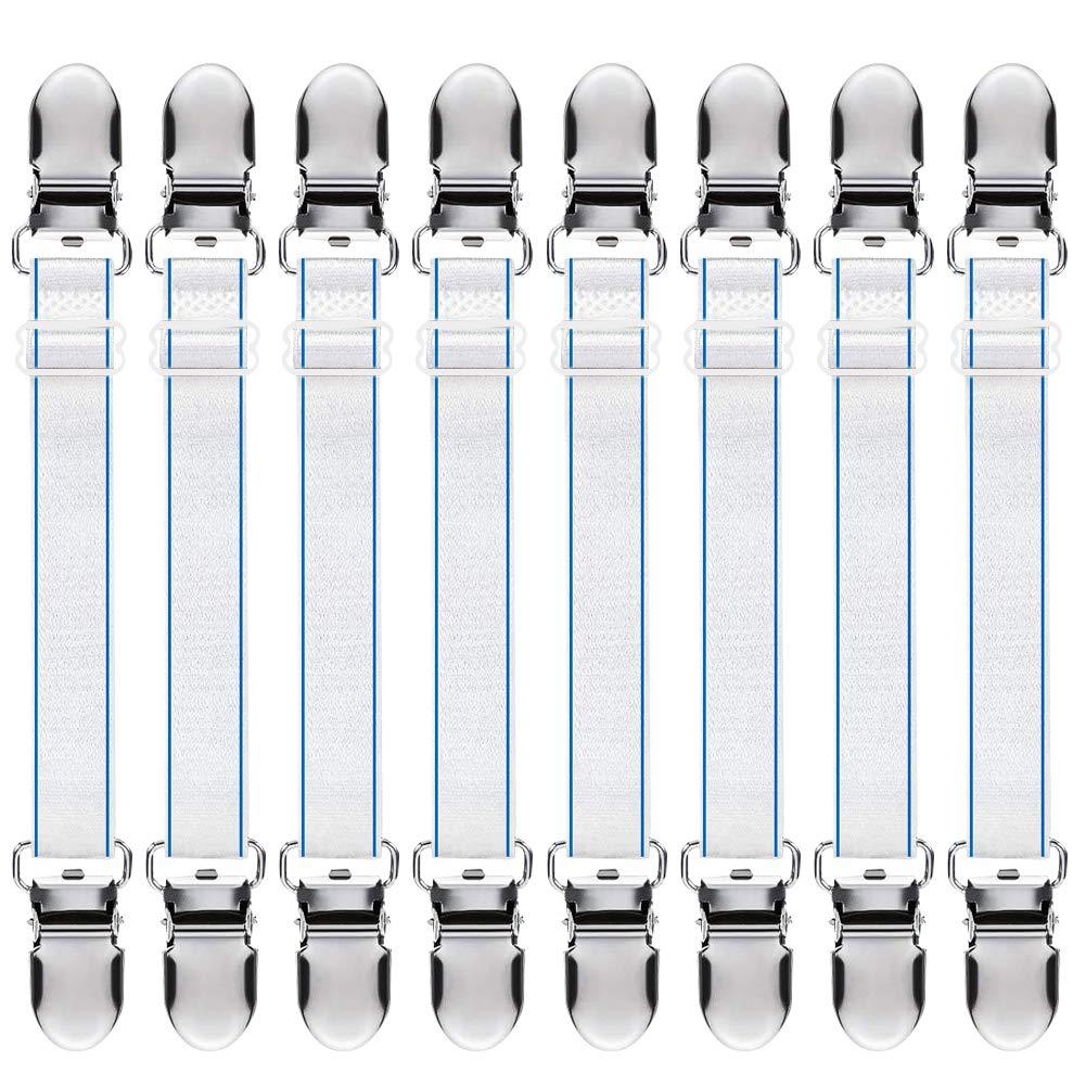 8PCS Bed Sheet Clips Bed Corner Holder Elastic Ironing Cover Fasteners Ironing Board Cover Clip Ironing Board Straps Sheet Grippers Ironing Clip Sofa Cover Clip Sheet Clip for Bedding Chair Tablecloth