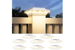 ELECLINK 4x4 Solar Post Cap Lights Upgraded, Brighter and Extended Beam to Light Post Fence Deck with Warm/White Lights, Waterproof Outdoor Posts Solar Lights for Patio Porch Vinyl/Wooden Posts 8 Pack