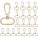 Unlorspy 20Pcs Oval Ring Swivel Lobster Clasps 1" Inside Diameter Snap Hook Swivel Clasp Metal Swivel Snap Hooks Clips for Purse Making DIY Keychain Bag Part (25mm, Gold)